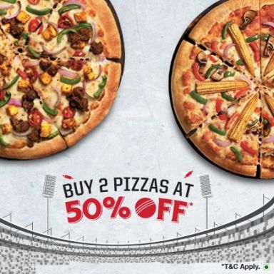 Buy 2 Pizzas At 50% Off Buy 2 Pizzas At 50% Off